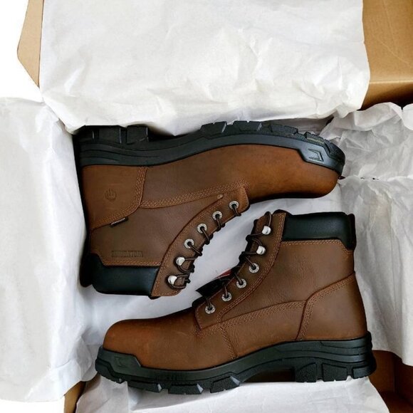 Wolverine Chainhand Ep Work Safety Leather Boots Midcalf Brown Lace Up Men's 12M - Picture 7 of 11